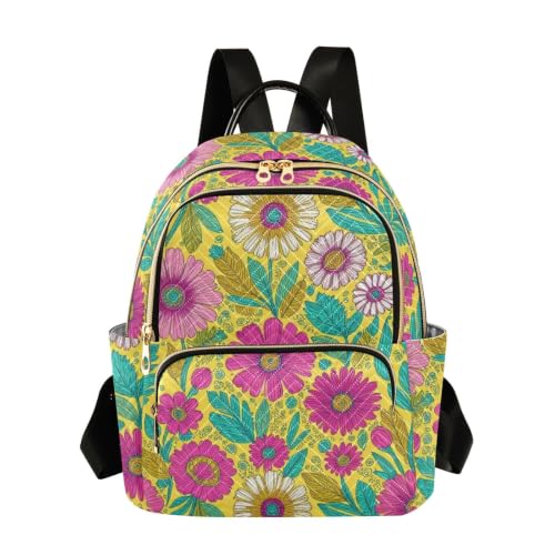 Sac à dos léger Wudan ajustable S-M au motif Boho Floral Jaune Moutarde
