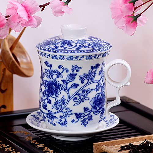 Tea Talent Porcelain Tea Cup With Infuser Lid And Saucer Sets - Chinese Jingdezhen Ceramics Coffee Mug Teacup Loose Leaf Tea Brewing System For Home Office #TOP6