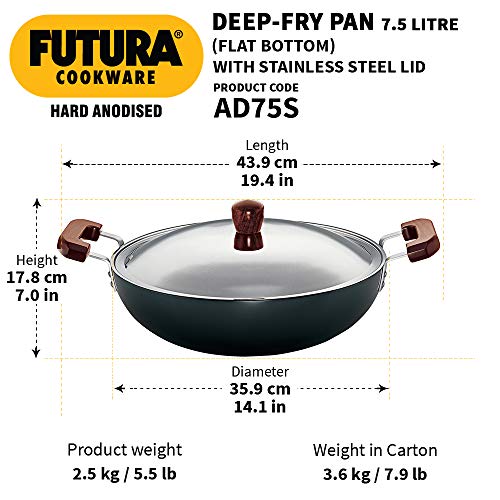 Futura-Hard-Anodised-Deep-Fry-Pan-75L-Gray