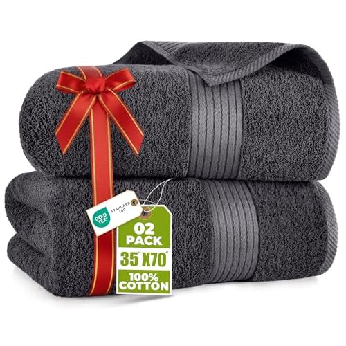 Utopia Towels Extra Large Bath Sheets 2 Pack, 35 by 70 Inches,100% Cotton Highly Absorbent & Quick Dry Bath Towel for Adults, Super Soft Towel, Grey