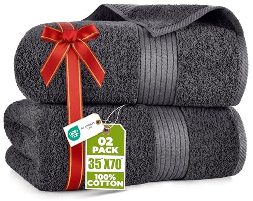 Utopia Towels - Luxurious Jumbo Bath Sheet 2 Pack - 100% Cotton Highly Absorbent and Quick Dry Extra Large Bath Towel - Super Soft Hotel Quality Towel (90 x 180 cm, Grey)