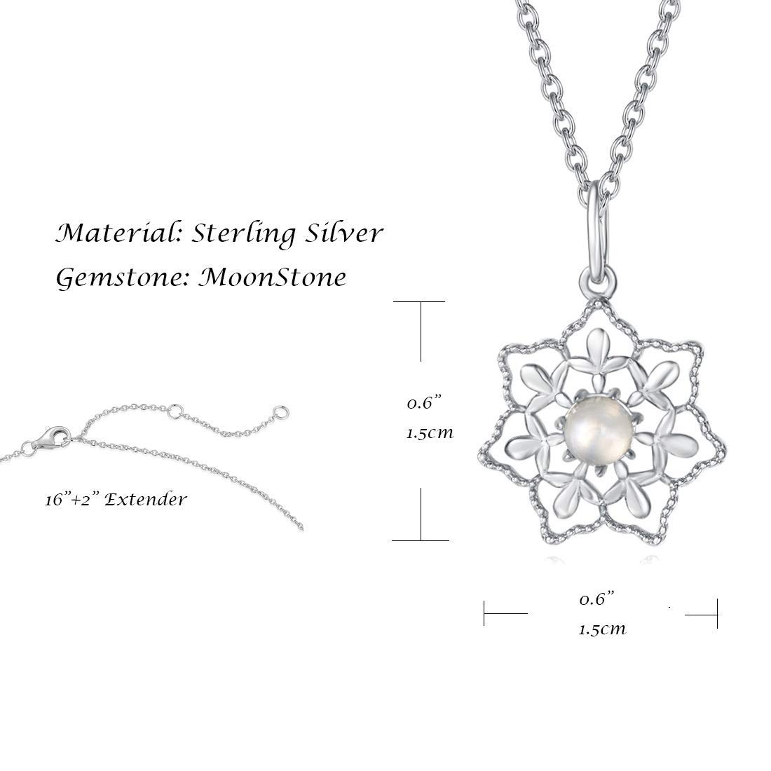 FANCIME Naturale Pietra di Luna Ciondolo Collana Arcobaleno Moonstone Pendente per Donna Ragazze in Argento 925 Gioielli - Catena Lunghezza: 40 + 5 cm