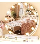 Hasipu Vanity Mirror with Lights, 24" x 22" LED Makeup Mirror, Light up Mirror Hollywood with 10X...