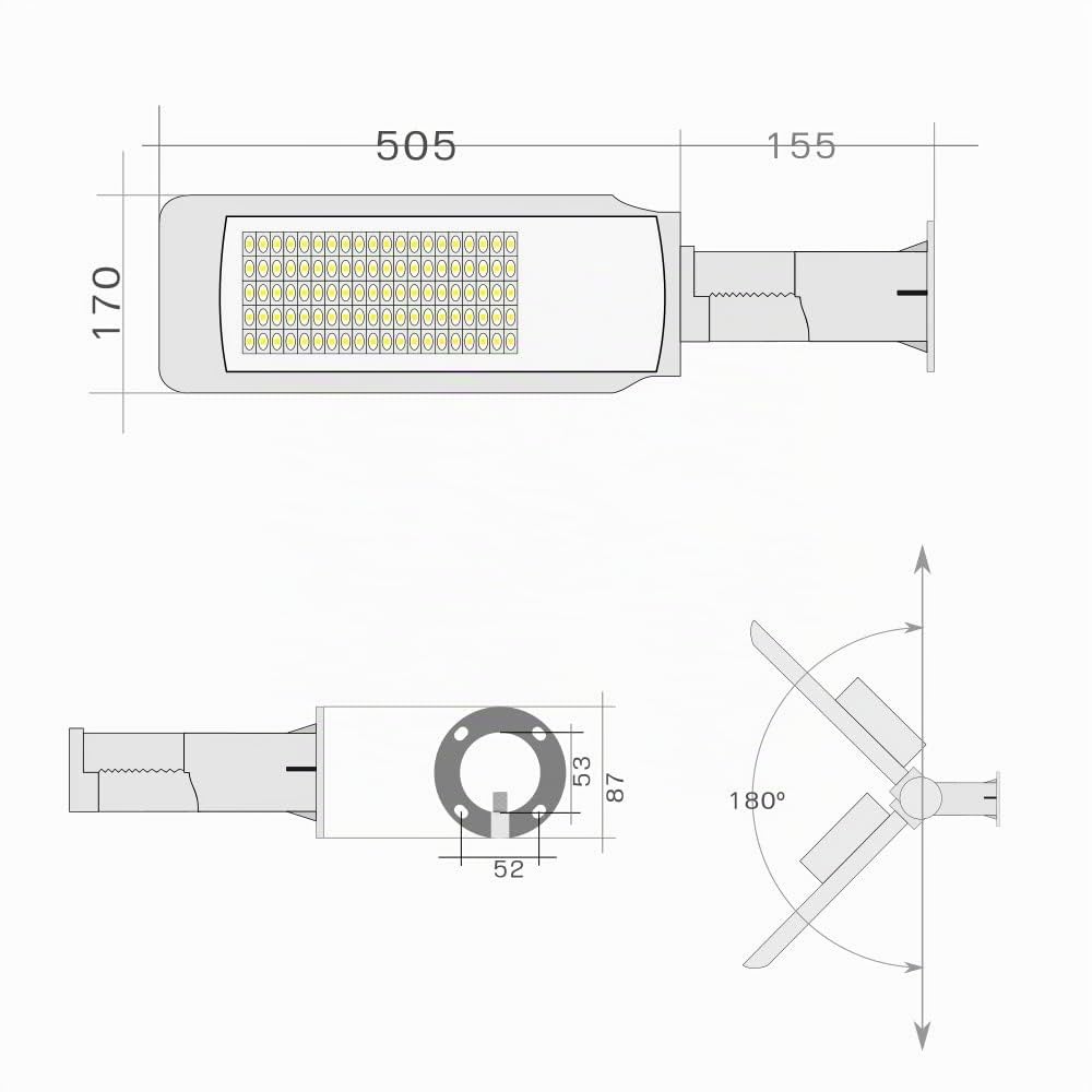 Jandei - Farola LED de Gran Potencia, 100W en Blanco Frío 6000K, 10000 Lúmenes, Driver con Protección 4kV, Factor de Potencia 0,95. Intalación Exterior y Interior.