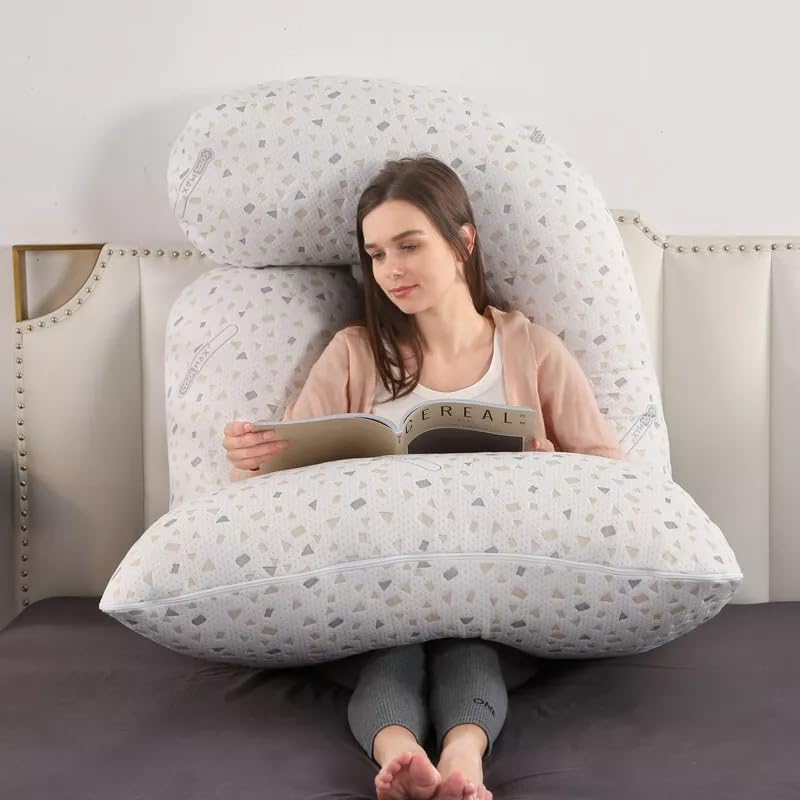LiveGo J-Shaped Maternity Pillow for Sleeping, Full Body Pillow for Pregnant Women (Grey)