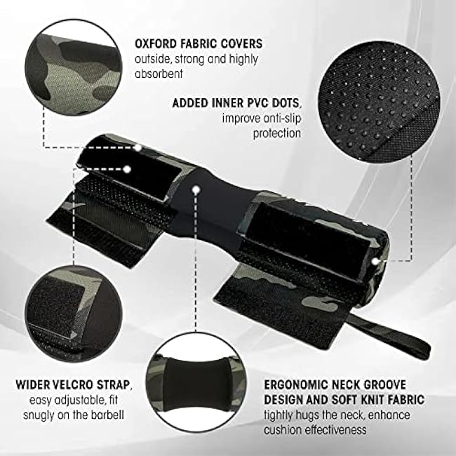 Yes4All Ergonomic Foam Bar Pad - Olympic Barbell Squat Pad - Neck Pad for Squats, Hip Thrusts - Weight Lifting Bar Pad