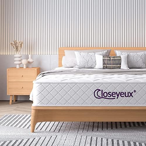 Closeyeux 4FT6 Double Mattresses, 8.7 Inch Memory Foam Mattress in a Box, Pocket Sprung Hybrid Motion-Isolated 9-Zoned Mattress, 135x190x22cm