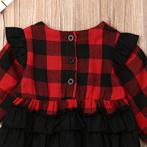 Newborn Baby Girl Christmas Outfit Buffalo Plaid Onesie Ruffle Long Sleeve Romper Bodysuit Jumpsuit Cute Clothes (Red Plaid Romper,0-3 Months) #TOP5