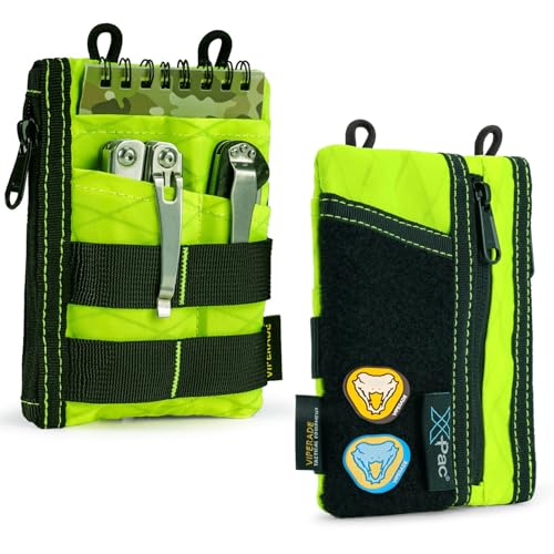 Image of VIPERADE VE18 EDC Pouch, Pocket Organizer for Men, EDC Pocket Organizer, 3 Slots with 2 Zipper Pockets, Multitool Pouch (X-PAC-Hot Lime)