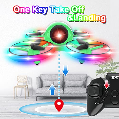 Dwi Dowellin 6.3 Inch 10 Minutes Long Flight Time Mini Drone For Kids With Blinking Light One Key Take Off Spin Crash Proof Rc Nano Quadcopter Toys Drones For Beginners Boys And Girls 2 Batteries, Green #TOP2