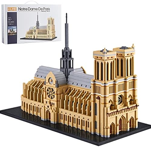 KLMEi Big Architecture Notre Dame De Paris Micro Building Blocks Set, Creative DIY Mini Bricks Model Kit for Adults or Kids, 7380 Pieces