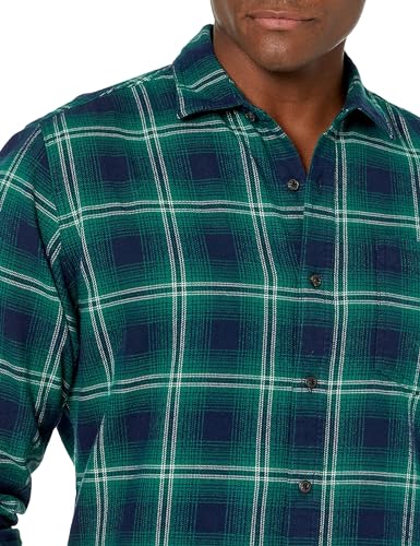 Image of Amazon Essentials Men's Regular Fit Long-Sleeve Flannel Shirt, Soft Brushed Cotton, Lightweight yet Warm
