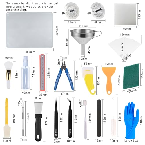 52 Pcs Resin 3D Printing Tool Kit with 304 Stainless Steel Resin Filter Funnel,Silicone Pad, Scraper,Tweezers & Cleaning Tools | Accessories for Model Removal, Resin Recycling & Post-Processing - Image 3