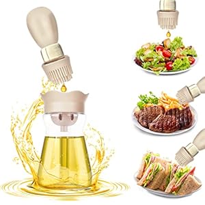 VENMATE Olive Oil Dispenser Bottle Silicone Dropper Measuring Oil Dispenser Bottle for Kitchen Cooking, Frying, Baking, BBQ Pancake, Air Fryer
