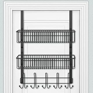 Over The Door Hook Hanger 15 Shelf Organizer Hanger Hooks with Mesh Basket Storage Rack,Door Hooks for Hanging CoatsBlack Wire Basket for Home Storage Organizer
