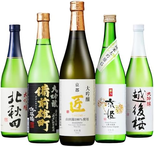 （00:30時点） 世界鷹 日本酒 金賞 大吟醸 飲み比べセット (720ml × 5本 / 辛口 中口)商品説明書付き/純米大吟醸 酒 国産米(秋田 新潟 京都 兵庫/地酒) 大容量 お酒 プレゼント ギフト