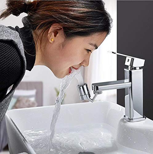 Preisvergleich Produktbild Younoo Universal-Wasserhahn, spritzwassergeschützt, 720 Grad drehbar, mit 24 mm Adapter, Wasserhahn-Verlängerungszubehör (Silber)