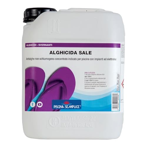 PISCINA SEMPLICE, Alghicida Sale Non Schiumogeno, Ideale per prevenire le Alghe, Concentrato, Formato da 5 Kg