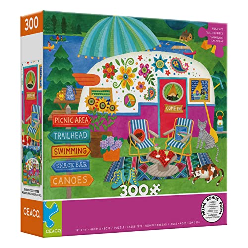 Ceaco - Happy Camper - Lake Camper - Oversized 300 Piece Jigsaw Puzzle #TOP2