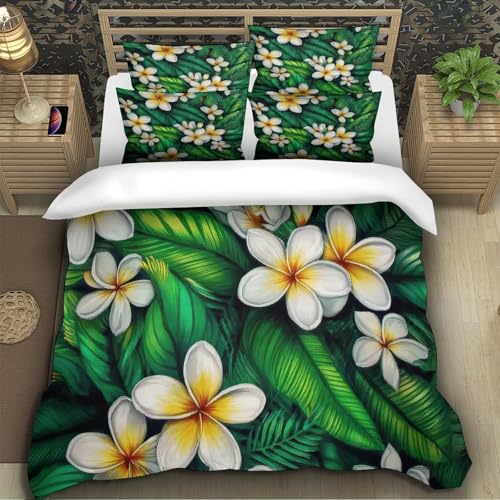 Parure de lit fleurs tropicales housse de couette microfibre confortable single - 5