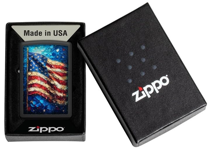 Encendedor Zippo con diseño negro mate bandera pintada miniatura 5