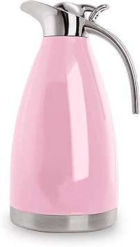 68 Oz Stainless Steel Thermal Carafe - Double Walled Vacuum Insulated Thermos/Carafe with Lid - Coffee/Tea Carafe Heat & Cold Retention - 2 Liter Pink