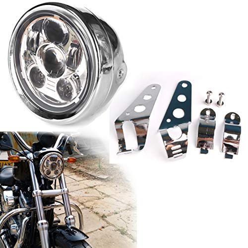 Hozan 5.75 5-3/4Inch Chrome Led Motorcycle Headlight With Headlight Housing For Kawasaki For Suzuki Motorbikes Shadow For Metric Bikes For Cruisers For Choppers #TOP8