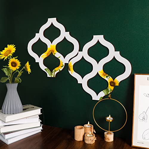 Chenkaiyang 2 Pcs Arc Shaped Mirror Wall Decor Wall Mirror Silver Hanging Mirror 16”X16”, Acrylic Mirror Accent Mirror, Aesthetic Wall Art Mirrors For Living Room Bedroom Entryway #TOP6