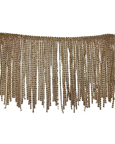 10 Cm Passementerie Bijou Fantaisie Strass Frange Pendentif Métal Relief Haut 15 12 Cm - Or