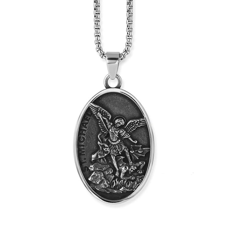 Collier Saint Michael en argent 925 pendentif médaillon de foi - 5