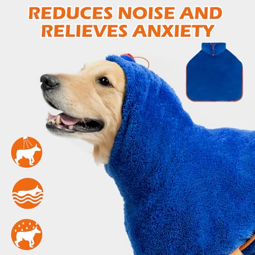 EXPAWLORER Soft Dog Bathrobe with Hood, Super Absorbent & Quick-Drying Dog Towels, Cozy Drying Coat for After Bath,Swimming, Blue S — view 3