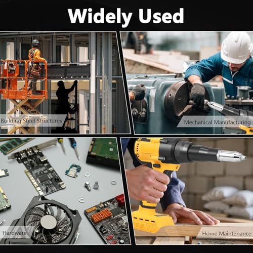 LengSuaa Cordless Rivet Gun for Dewalt 20V Battery, Portable Automatic Rivet Nut Gun Kit with LED Light, 20 Rivets, 3 Nozzles Adapters 1/8'' 3/16" 5/32'', Wrench and Gloves (Batteries not Included) - Image 6