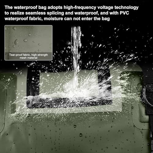 Waterproof Duffel Bag，Roll-Top Heavy Duty Dry Duffle Bag，Motorcycle Dry Bag，with Quick-fixed Straps，with Large Storage Space, Perfect for Traveling, Camping, Kayaking, Fishing & Canoeing (green, 66L)4