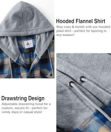 3-Pack Little Beauty Men's Flannel Plaid Hooded Button-Down Shirt Jacket (Various, M-3XL) - image 5