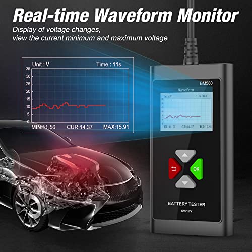 Car Battery Tester Professional 12V 6V 100-2000Cca Elmconfig Bm580 Automotive Alternator Tester Digital Auto Battery Analyzer Charging Cranking System Tester For Car Truck Motorcycle Atv Suv Boat #TOP4