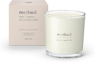 Method Premium Soy Candle, Violet + Lavender, 2 Wick, Recyclable Jar, Up to 50 Hours Burn Time, 14 oz