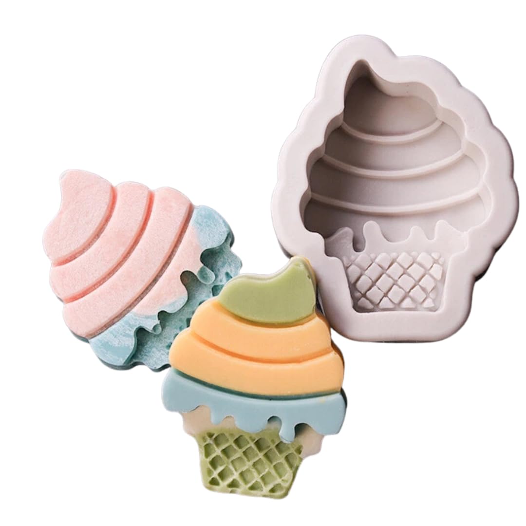 Ice Cream Shape Silicone Mould for Chocolate Cake Fondant Sugarcraft Gumpaste Polymer Clay Molds Cake Decoration Pastry Cupcake Topper Mini Pastry Sweets Candy Mold (Pack of 1)-image-31