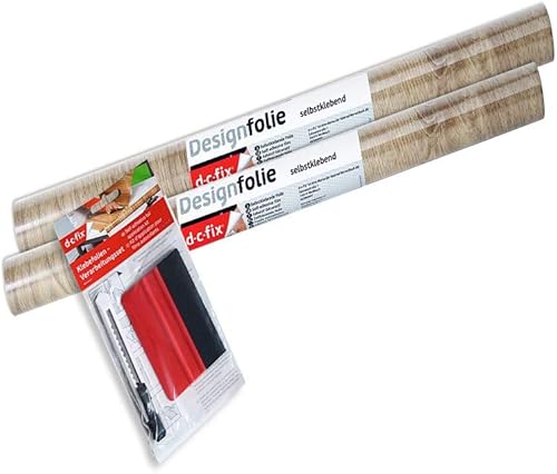 Miniatura 2 de d-c-fix 346-0668-2PKA Película autoadhesiva decorativa, roble Ribbeck, rollo de 17 x 78 pulgadas, paquete de 2 con aplicador