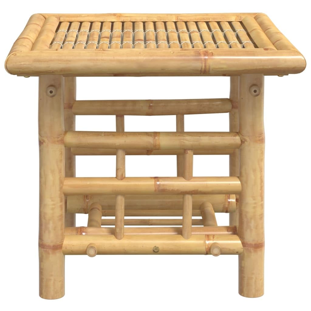 Mesa auxiliar de bambú con estante para interior y exterior, 45 x 45 x 45 cm, bambú