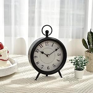 Vintage black table clock on stand decorative desk and shelf clock rustic mantel clock farmhouse clock non ticking  urban country home decor