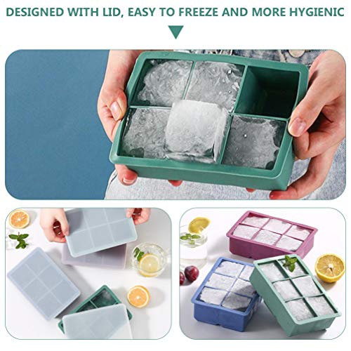Hemoton Caixa de bandejas de cubo de gelo de silicone com 8 grades de molde criativo de blocos de ge