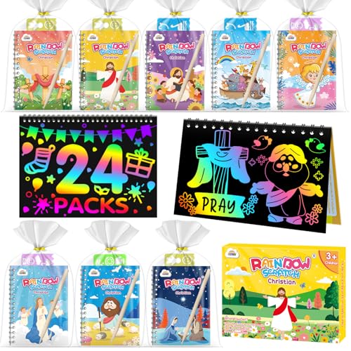 Image of ZMLM 24 Pack Rainbow Art Scratch Notebooks for Kids Birthday Party Favors