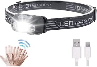 Arabest Super Bright LED Sensor Headlamp, 60°Tilt Comfortable Lightweight Headlamps with 4 Modes, USB Rechargeable headlamp, IPX4 Waterproof Headlight for Running Biking Fishing Camping Hiking