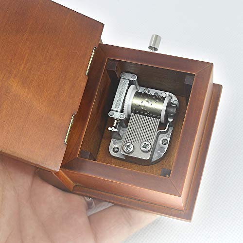 ROSIKING Wooden Book Music Box Hand Crank Classic Antique Carved Wood Musical Boxes Best Gift for Birthday for Kids Children Christmas (Tune;Howl's Moving Castle-Merry Go Round of Life)