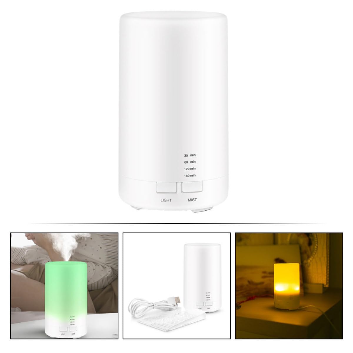 Difusor de Aroma USB Silencioso 70ml Blanco PP para Aromaterapia
