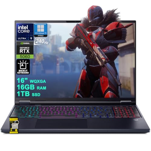 Image of Acer Predator Helios Neo 16S AI Gaming Laptop 16 inch 2560x1600 OLED 240Hz 100% DCI-P3 Intel 24-core Ultra 9 275HX 16GB DDR5 1TB SSD GeForce RTX 5060 GDDR7 (Up to 572 AI TOPS) RGB Backlit Win11Pro ICP Hub