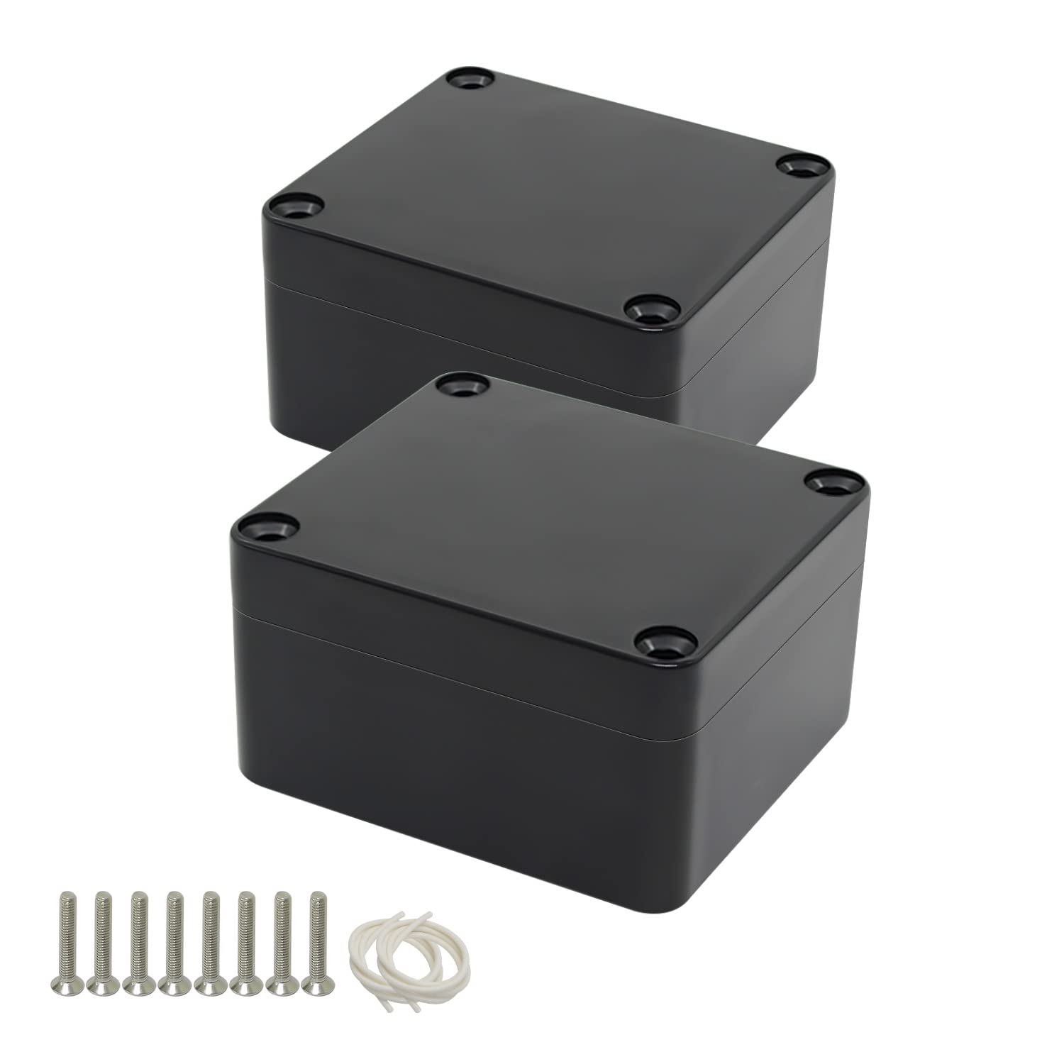 Project Box IP65 Waterproof Dustproof Junction Box ABS Plastic Enclosure Box for Electronics Black Outdoor Project 2.48"x 2.28"x 1.37"(63 x 58 x 35 mm)(2Pcs)