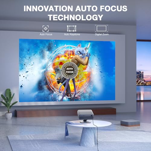 Image of [Officially-Licensed APP & 2500ANSI] 4K Projector with WiFi and Bluetooth,3D Dolby Audio and Auto Focus Smart Projector,Outdoor Movie Home Theater Proyector with Omni-Adjustable Stand (grey)