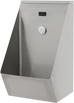 304 Stainless Steel Wall Mounted Sensor Urinal with Automatic Flush - Touchless, Odor-Blocking, Space-Saving Design for Home/Commercial Use Silver