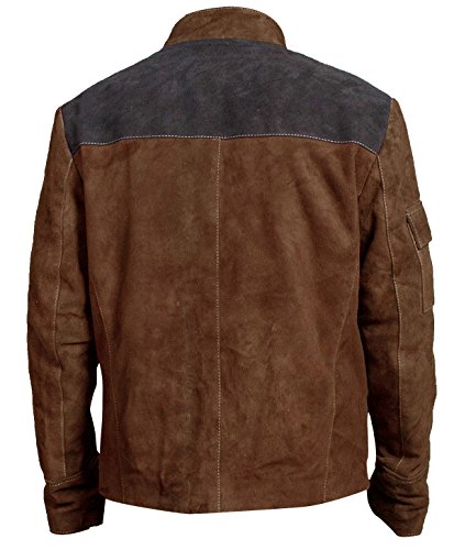 SpazeUp Mens Brown Suede Leather Jacket - Space Solitary Star Cosplay Costume Brown Suede Jacket4